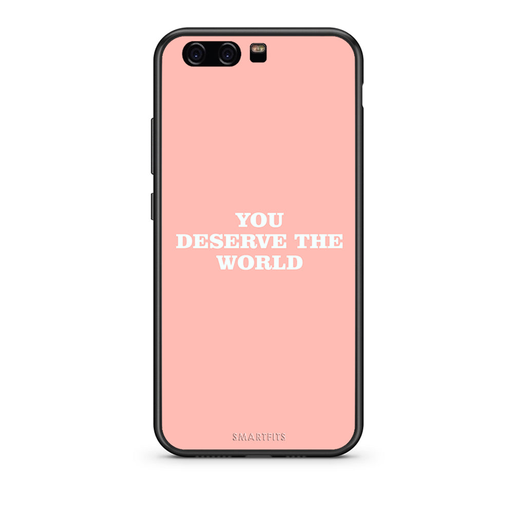Huawei P10 Lite You Deserve The World Θήκη Αγίου Βαλεντίνου από τη Smartfits με σχέδιο στο πίσω μέρος και μαύρο περίβλημα | Smartphone case with colorful back and black bezels by Smartfits