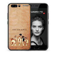 Thumbnail for Θήκη Huawei P10 You Go Girl από τη Smartfits με σχέδιο στο πίσω μέρος και μαύρο περίβλημα | Huawei P10 You Go Girl case with colorful back and black bezels