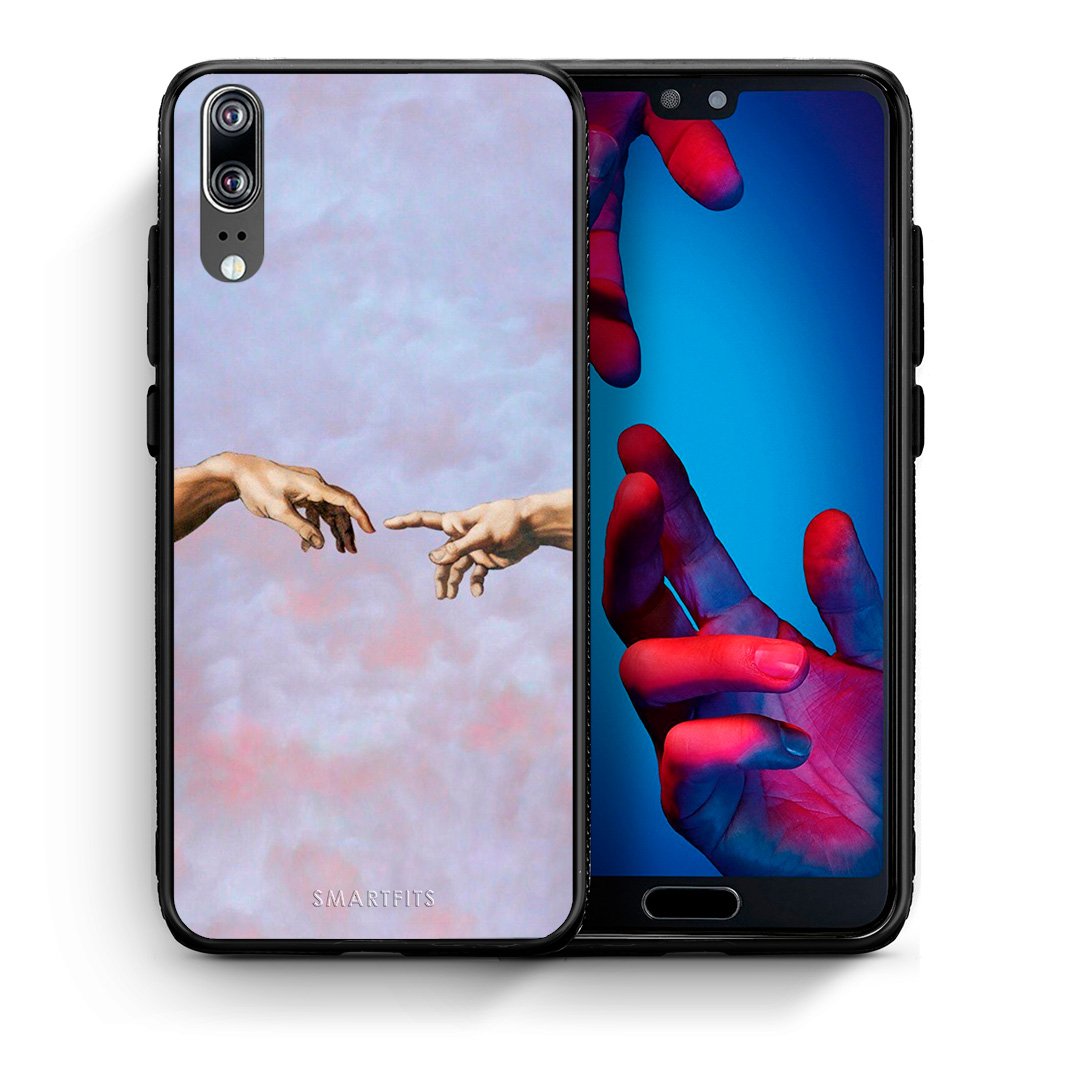 Θήκη Huawei P20 Adam Hand από τη Smartfits με σχέδιο στο πίσω μέρος και μαύρο περίβλημα | Huawei P20 Adam Hand case with colorful back and black bezels