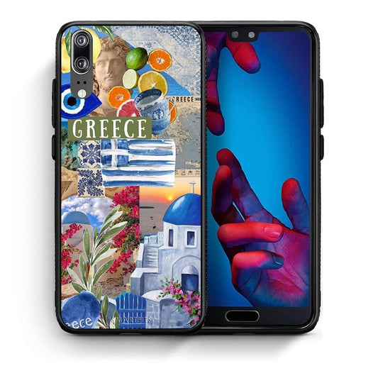 Θήκη Huawei P20 All Greek από τη Smartfits με σχέδιο στο πίσω μέρος και μαύρο περίβλημα | Huawei P20 All Greek case with colorful back and black bezels