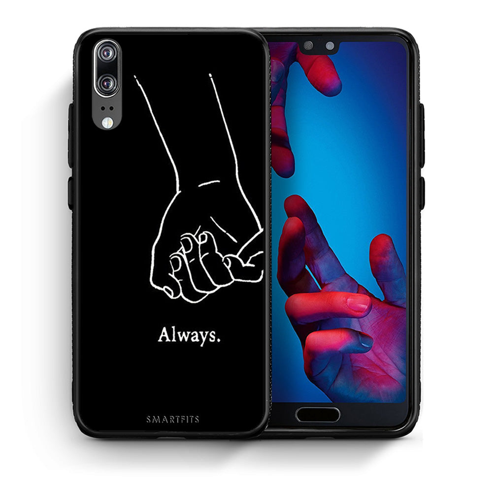 Θήκη Αγίου Βαλεντίνου Huawei P20 Always & Forever 1 από τη Smartfits με σχέδιο στο πίσω μέρος και μαύρο περίβλημα | Huawei P20 Always & Forever 1 case with colorful back and black bezels