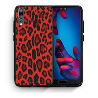 Thumbnail for Θήκη Huawei P20 Red Leopard Animal από τη Smartfits με σχέδιο στο πίσω μέρος και μαύρο περίβλημα | Huawei P20 Red Leopard Animal case with colorful back and black bezels