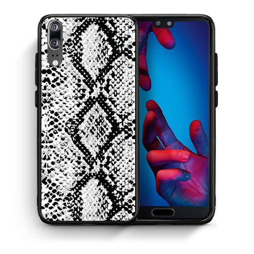 Θήκη Huawei P20 White Snake Animal από τη Smartfits με σχέδιο στο πίσω μέρος και μαύρο περίβλημα | Huawei P20 White Snake Animal case with colorful back and black bezels