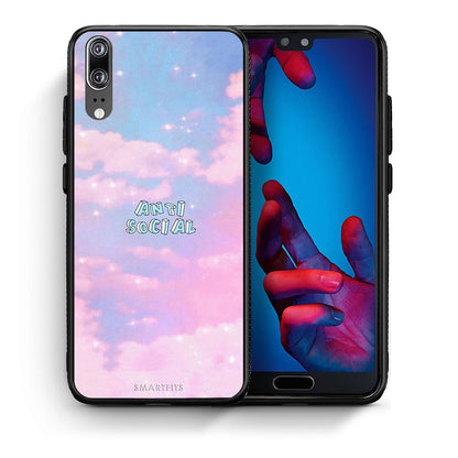 Θήκη Αγίου Βαλεντίνου Huawei P20 Anti Social από τη Smartfits με σχέδιο στο πίσω μέρος και μαύρο περίβλημα | Huawei P20 Anti Social case with colorful back and black bezels