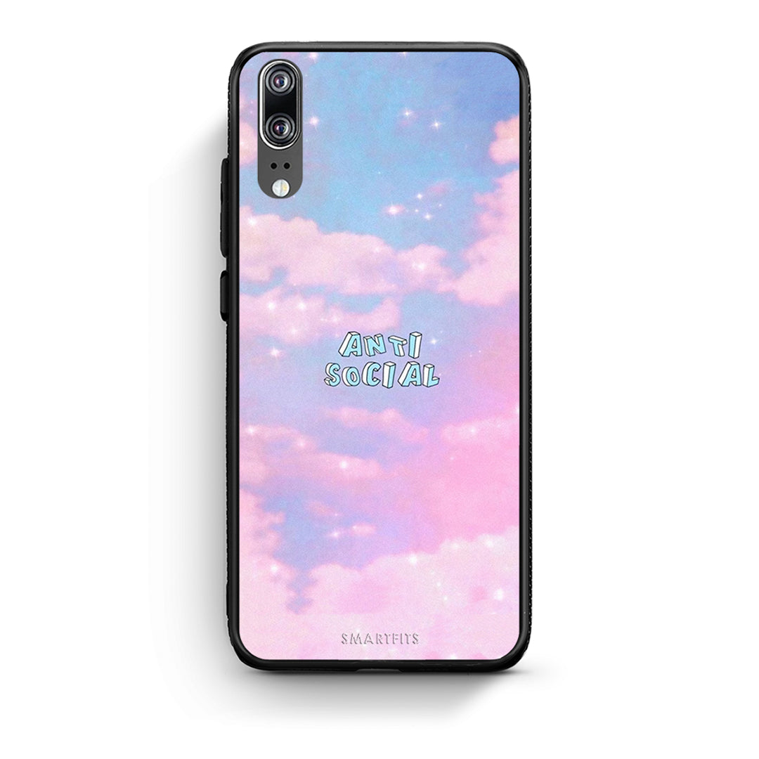 Huawei P20 Anti Social Θήκη Αγίου Βαλεντίνου από τη Smartfits με σχέδιο στο πίσω μέρος και μαύρο περίβλημα | Smartphone case with colorful back and black bezels by Smartfits