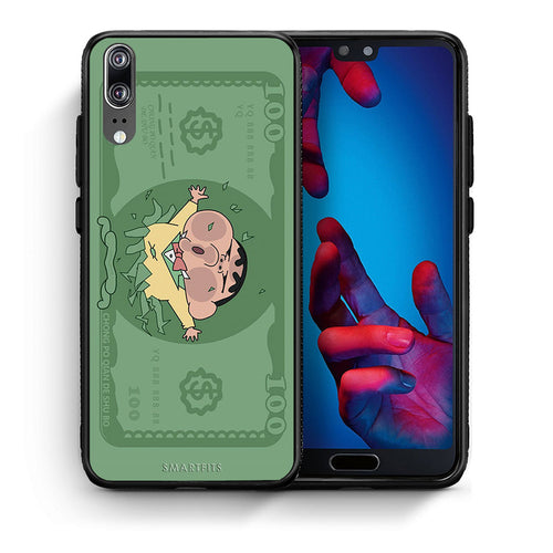 Θήκη Αγίου Βαλεντίνου Huawei P20 Big Money από τη Smartfits με σχέδιο στο πίσω μέρος και μαύρο περίβλημα | Huawei P20 Big Money case with colorful back and black bezels