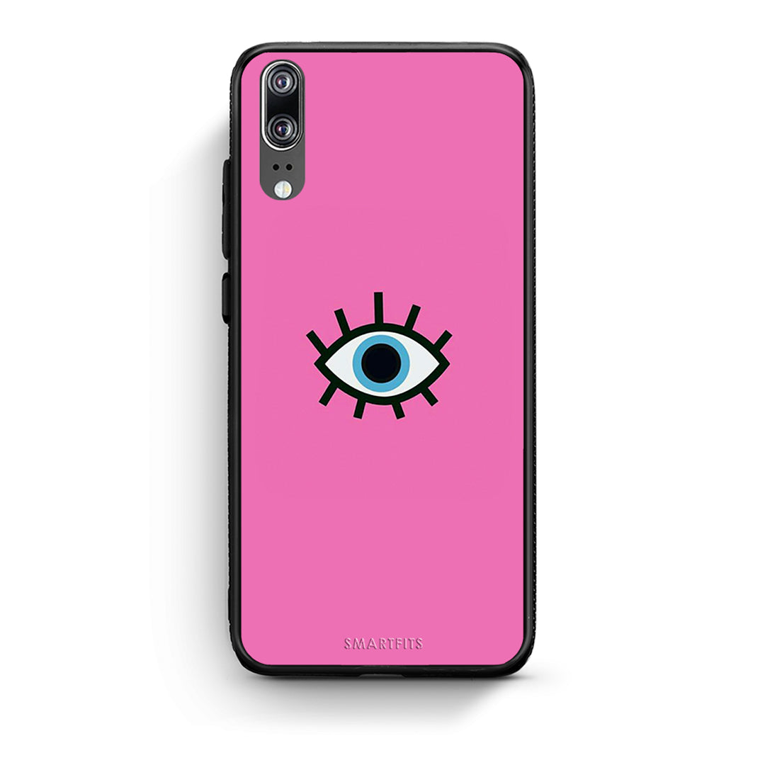 Huawei P20 Blue Eye Pink θήκη από τη Smartfits με σχέδιο στο πίσω μέρος και μαύρο περίβλημα | Smartphone case with colorful back and black bezels by Smartfits