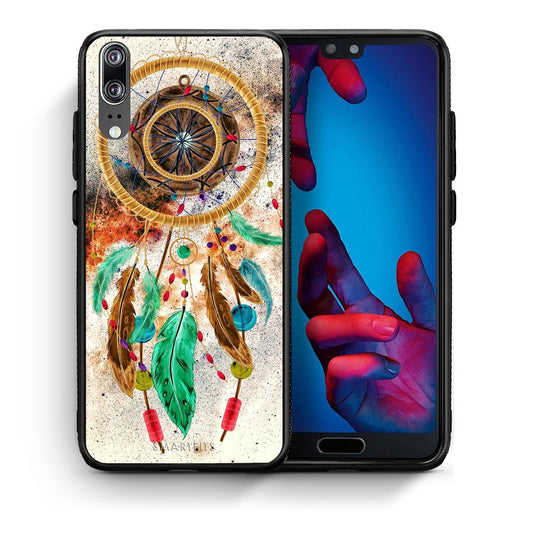 Θήκη Huawei P20 DreamCatcher Boho από τη Smartfits με σχέδιο στο πίσω μέρος και μαύρο περίβλημα | Huawei P20 DreamCatcher Boho case with colorful back and black bezels