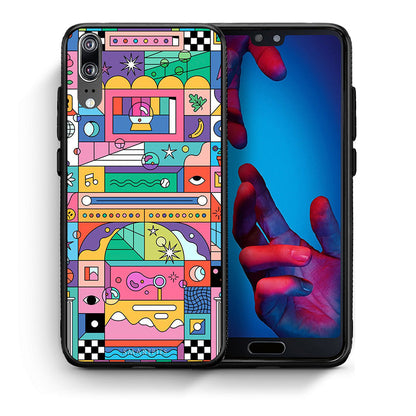 Θήκη Huawei P20 Bubbles Soap από τη Smartfits με σχέδιο στο πίσω μέρος και μαύρο περίβλημα | Huawei P20 Bubbles Soap case with colorful back and black bezels