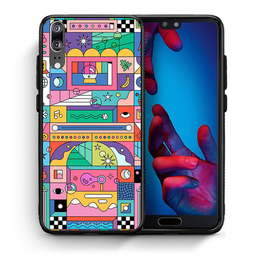 Θήκη Huawei P20 Bubbles Soap από τη Smartfits με σχέδιο στο πίσω μέρος και μαύρο περίβλημα | Huawei P20 Bubbles Soap case with colorful back and black bezels