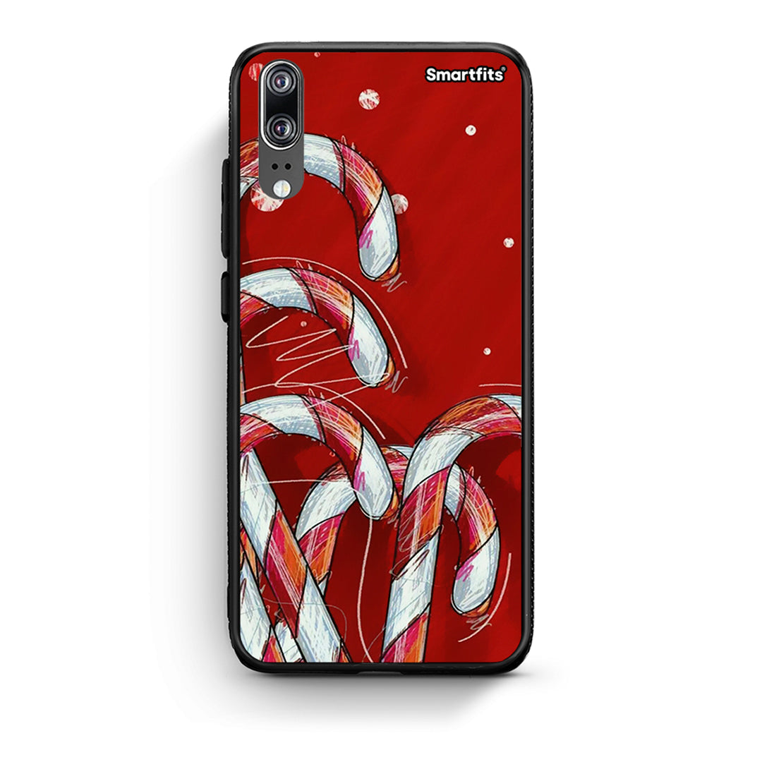 Huawei P20 Candy Cane θήκη από τη Smartfits με σχέδιο στο πίσω μέρος και μαύρο περίβλημα | Smartphone case with colorful back and black bezels by Smartfits