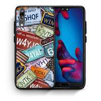 Thumbnail for Θήκη Huawei P20 Car Plates από τη Smartfits με σχέδιο στο πίσω μέρος και μαύρο περίβλημα | Huawei P20 Car Plates case with colorful back and black bezels