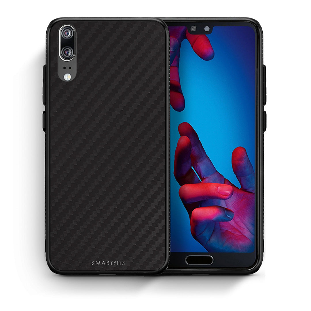 Θήκη Huawei P20 Carbon Black από τη Smartfits με σχέδιο στο πίσω μέρος και μαύρο περίβλημα | Huawei P20 Carbon Black case with colorful back and black bezels