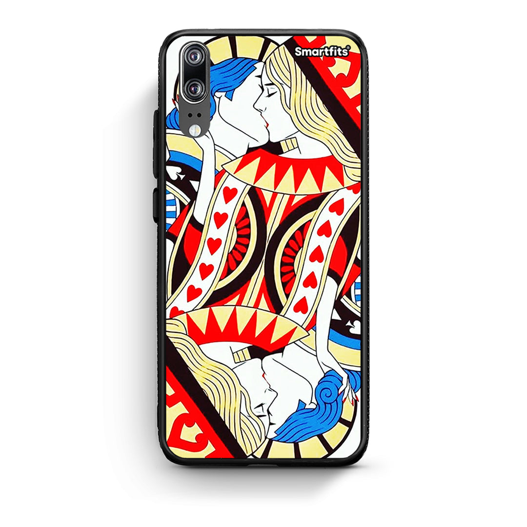 Huawei P20 Card Love θήκη από τη Smartfits με σχέδιο στο πίσω μέρος και μαύρο περίβλημα | Smartphone case with colorful back and black bezels by Smartfits