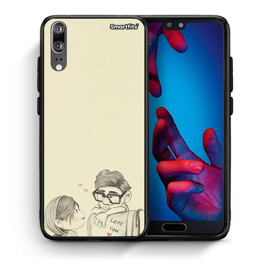 Θήκη Huawei P20 Carl And Ellie από τη Smartfits με σχέδιο στο πίσω μέρος και μαύρο περίβλημα | Huawei P20 Carl And Ellie case with colorful back and black bezels