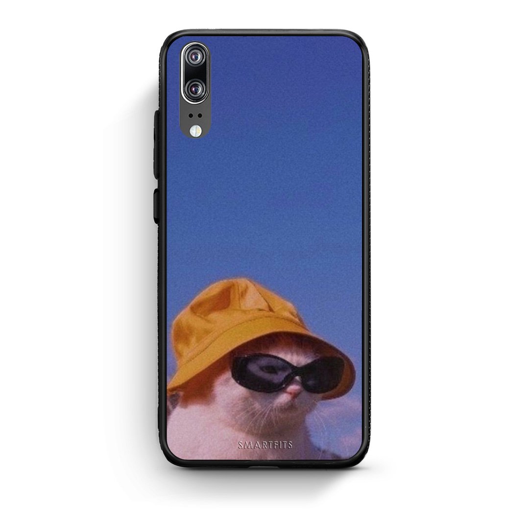 Huawei P20 Cat Diva θήκη από τη Smartfits με σχέδιο στο πίσω μέρος και μαύρο περίβλημα | Smartphone case with colorful back and black bezels by Smartfits