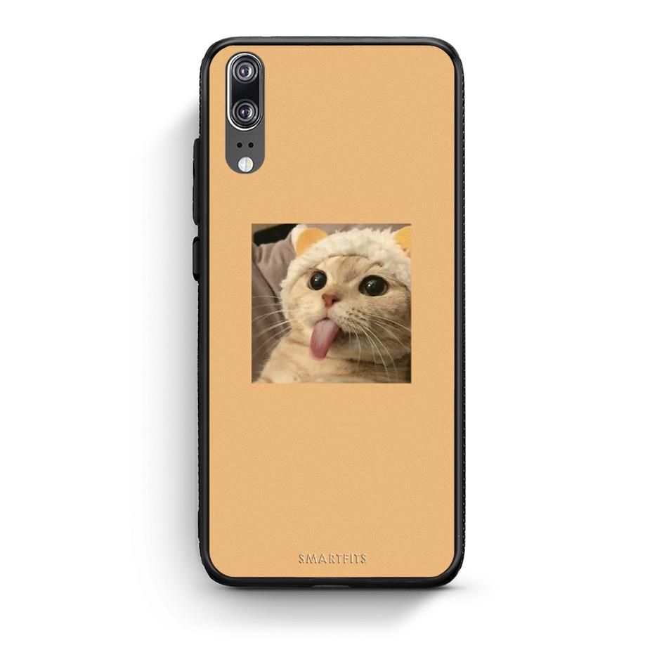 Huawei P20 Cat Tongue θήκη από τη Smartfits με σχέδιο στο πίσω μέρος και μαύρο περίβλημα | Smartphone case with colorful back and black bezels by Smartfits