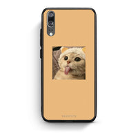 Thumbnail for Huawei P20 Cat Tongue θήκη από τη Smartfits με σχέδιο στο πίσω μέρος και μαύρο περίβλημα | Smartphone case with colorful back and black bezels by Smartfits