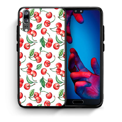 Θήκη Huawei P20 Cherry Summer από τη Smartfits με σχέδιο στο πίσω μέρος και μαύρο περίβλημα | Huawei P20 Cherry Summer case with colorful back and black bezels