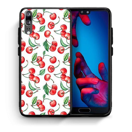 Θήκη Huawei P20 Cherry Summer από τη Smartfits με σχέδιο στο πίσω μέρος και μαύρο περίβλημα | Huawei P20 Cherry Summer case with colorful back and black bezels
