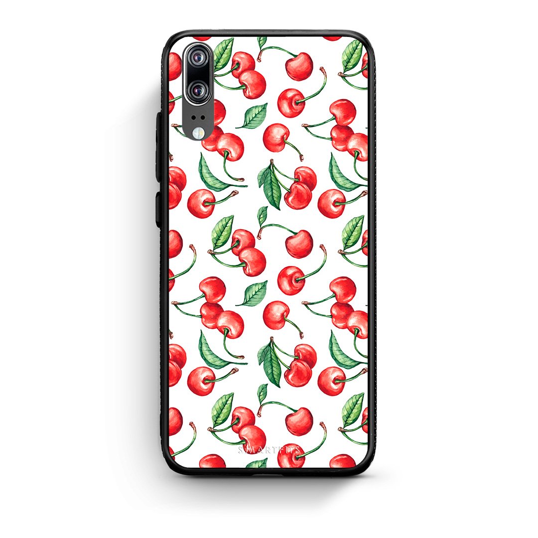 Huawei P20 Cherry Summer θήκη από τη Smartfits με σχέδιο στο πίσω μέρος και μαύρο περίβλημα | Smartphone case with colorful back and black bezels by Smartfits