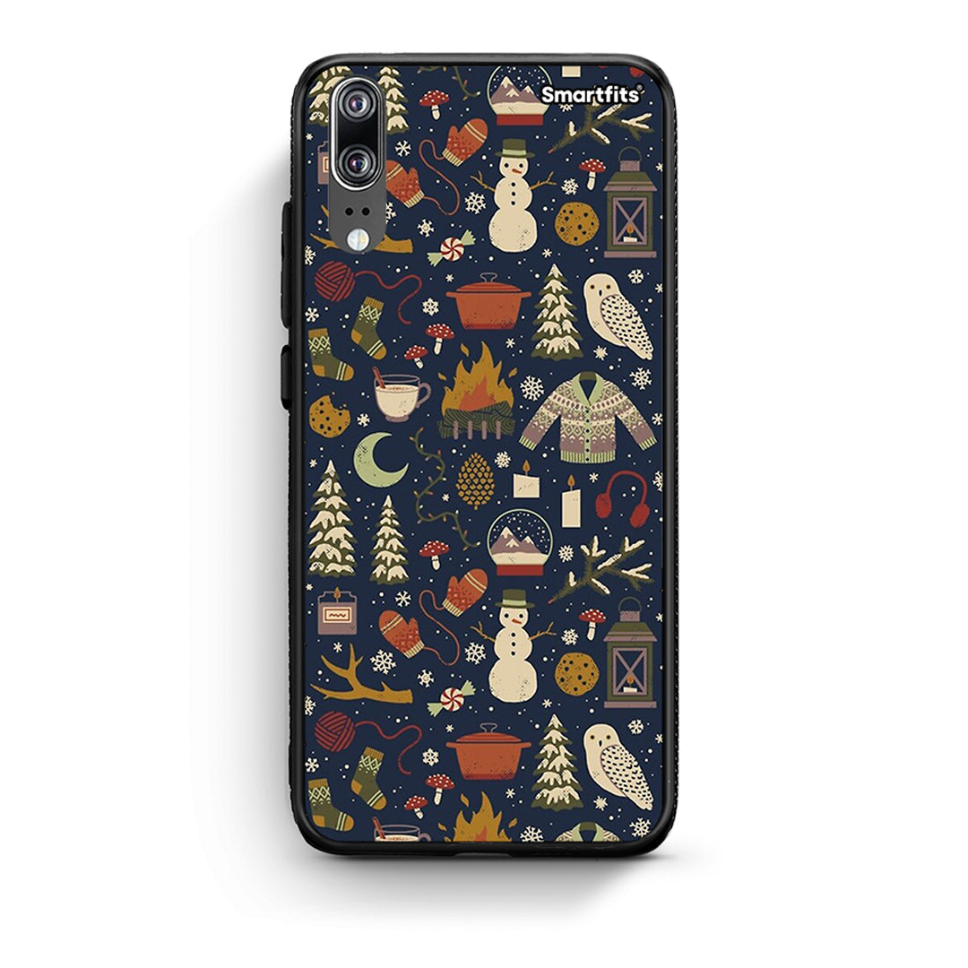 Huawei P20 Christmas Elements θήκη από τη Smartfits με σχέδιο στο πίσω μέρος και μαύρο περίβλημα | Smartphone case with colorful back and black bezels by Smartfits