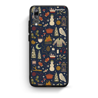 Huawei P20 Christmas Elements θήκη από τη Smartfits με σχέδιο στο πίσω μέρος και μαύρο περίβλημα | Smartphone case with colorful back and black bezels by Smartfits