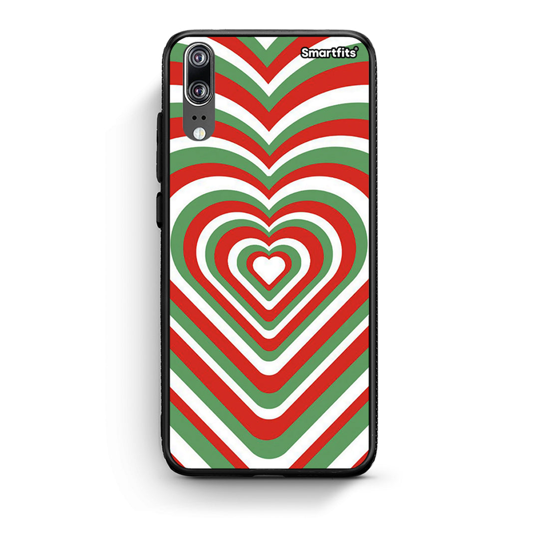 Huawei P20 Christmas Hearts θήκη από τη Smartfits με σχέδιο στο πίσω μέρος και μαύρο περίβλημα | Smartphone case with colorful back and black bezels by Smartfits