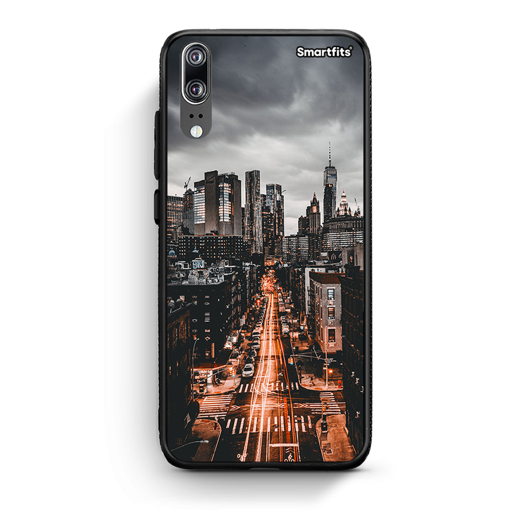 Huawei P20 City Lights θήκη από τη Smartfits με σχέδιο στο πίσω μέρος και μαύρο περίβλημα | Smartphone case with colorful back and black bezels by Smartfits