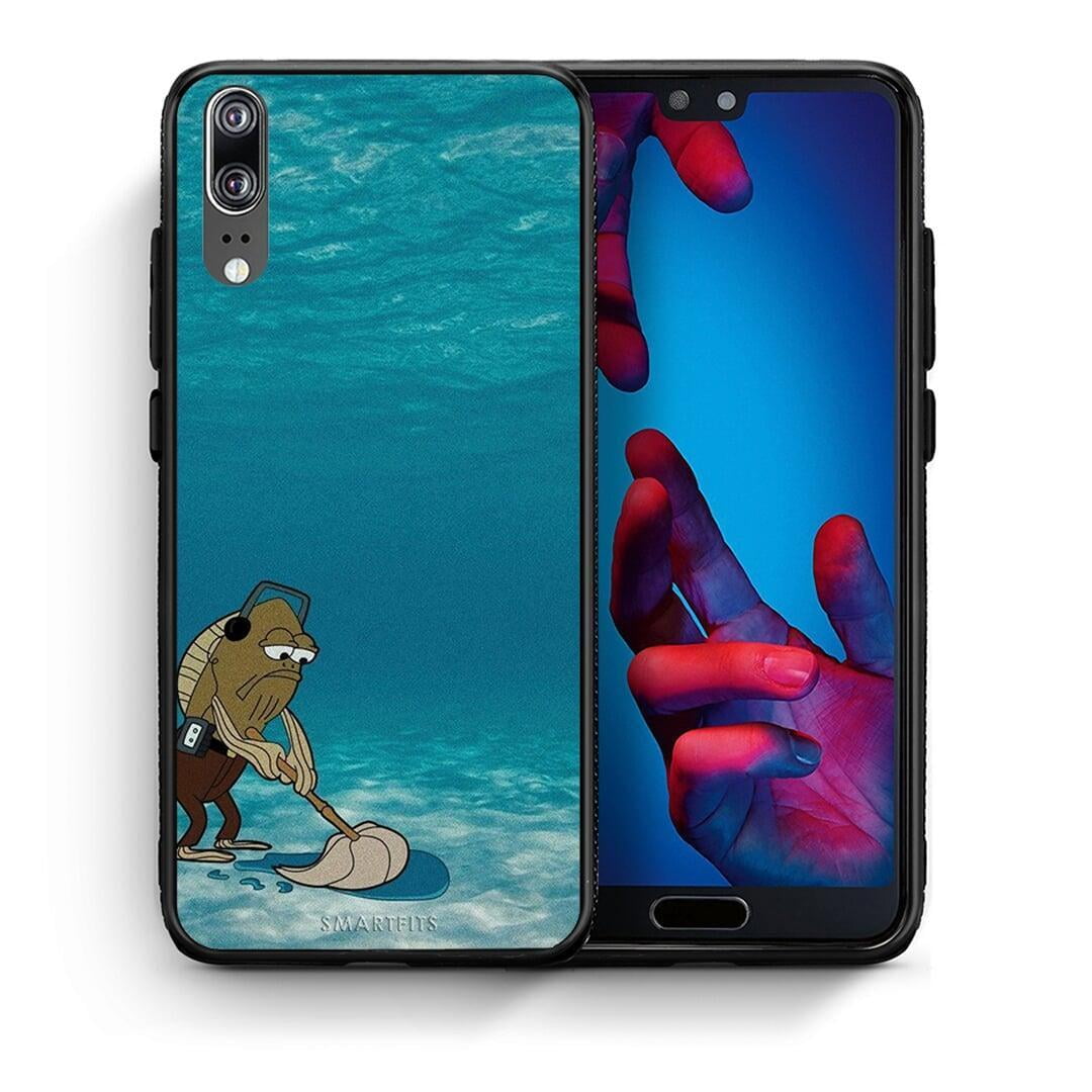 Θήκη Huawei P20 Clean The Ocean από τη Smartfits με σχέδιο στο πίσω μέρος και μαύρο περίβλημα | Huawei P20 Clean The Ocean case with colorful back and black bezels