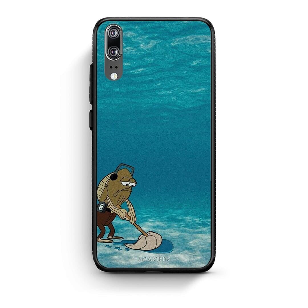 Huawei P20 Clean The Ocean Θήκη από τη Smartfits με σχέδιο στο πίσω μέρος και μαύρο περίβλημα | Smartphone case with colorful back and black bezels by Smartfits