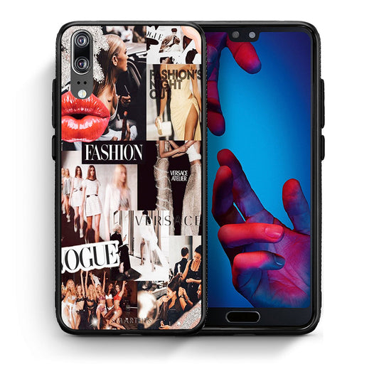 Θήκη Αγίου Βαλεντίνου Huawei P20 Collage Fashion από τη Smartfits με σχέδιο στο πίσω μέρος και μαύρο περίβλημα | Huawei P20 Collage Fashion case with colorful back and black bezels