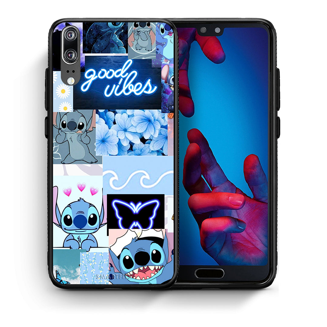 Θήκη Αγίου Βαλεντίνου Huawei P20 Collage Good Vibes από τη Smartfits με σχέδιο στο πίσω μέρος και μαύρο περίβλημα | Huawei P20 Collage Good Vibes case with colorful back and black bezels