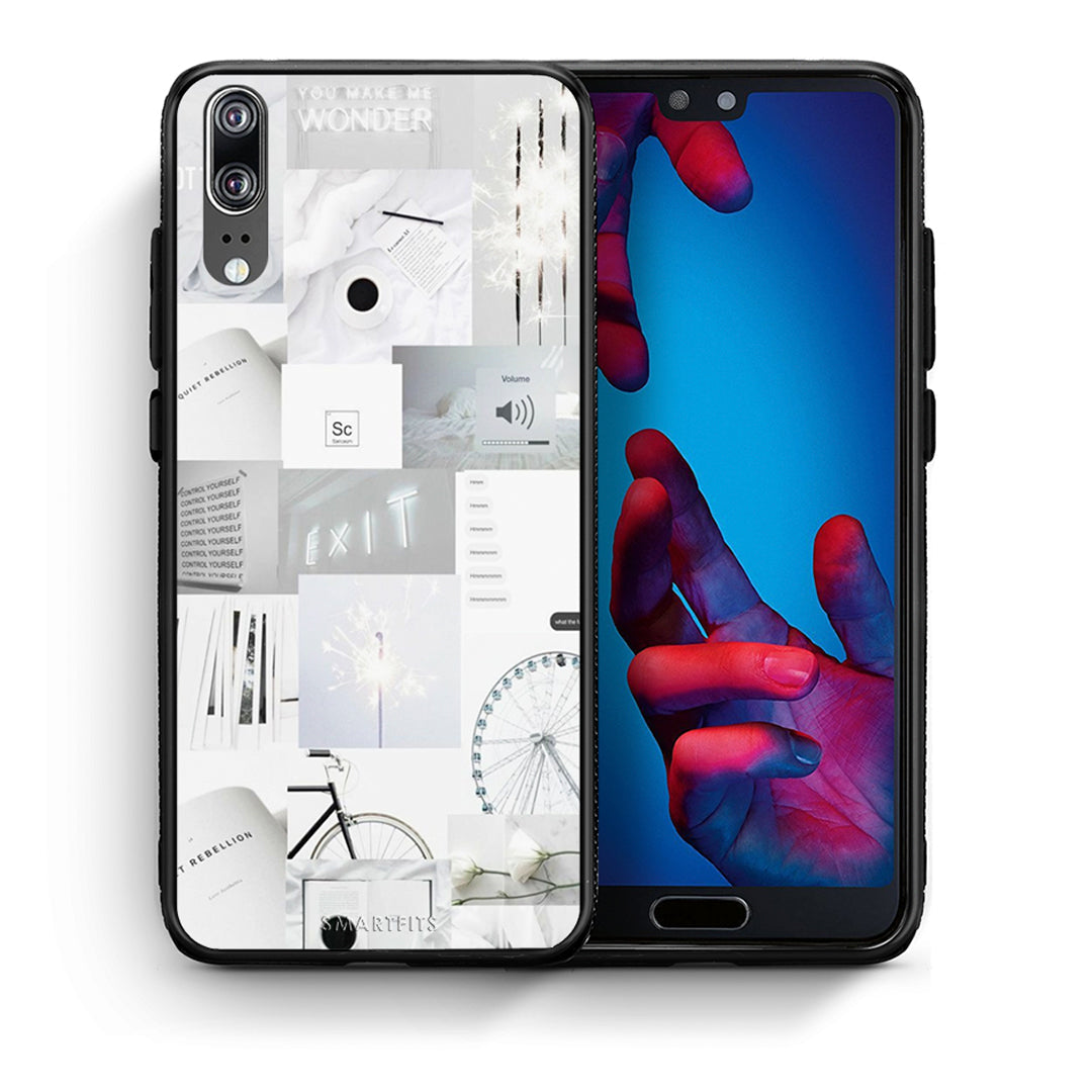 Θήκη Αγίου Βαλεντίνου Huawei P20 Collage Make Me Wonder από τη Smartfits με σχέδιο στο πίσω μέρος και μαύρο περίβλημα | Huawei P20 Collage Make Me Wonder case with colorful back and black bezels