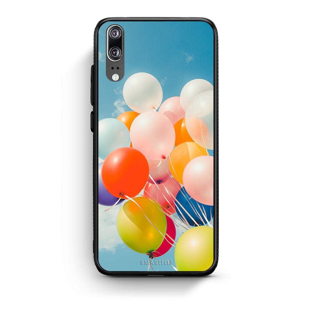 Huawei P20 Colorful Balloons θήκη από τη Smartfits με σχέδιο στο πίσω μέρος και μαύρο περίβλημα | Smartphone case with colorful back and black bezels by Smartfits