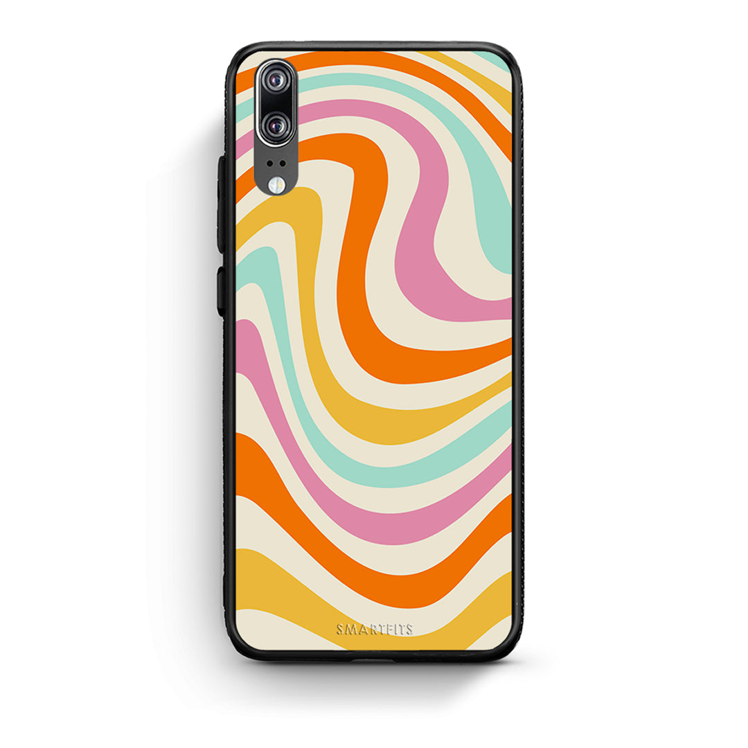 Huawei P20 Colourful Waves θήκη από τη Smartfits με σχέδιο στο πίσω μέρος και μαύρο περίβλημα | Smartphone case with colorful back and black bezels by Smartfits