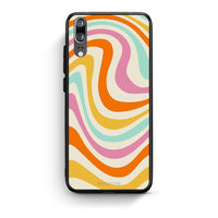 Thumbnail for Huawei P20 Colourful Waves θήκη από τη Smartfits με σχέδιο στο πίσω μέρος και μαύρο περίβλημα | Smartphone case with colorful back and black bezels by Smartfits