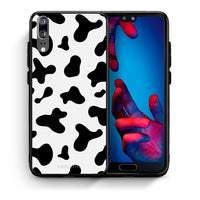 Thumbnail for Θήκη Huawei P20 Cow Print από τη Smartfits με σχέδιο στο πίσω μέρος και μαύρο περίβλημα | Huawei P20 Cow Print case with colorful back and black bezels
