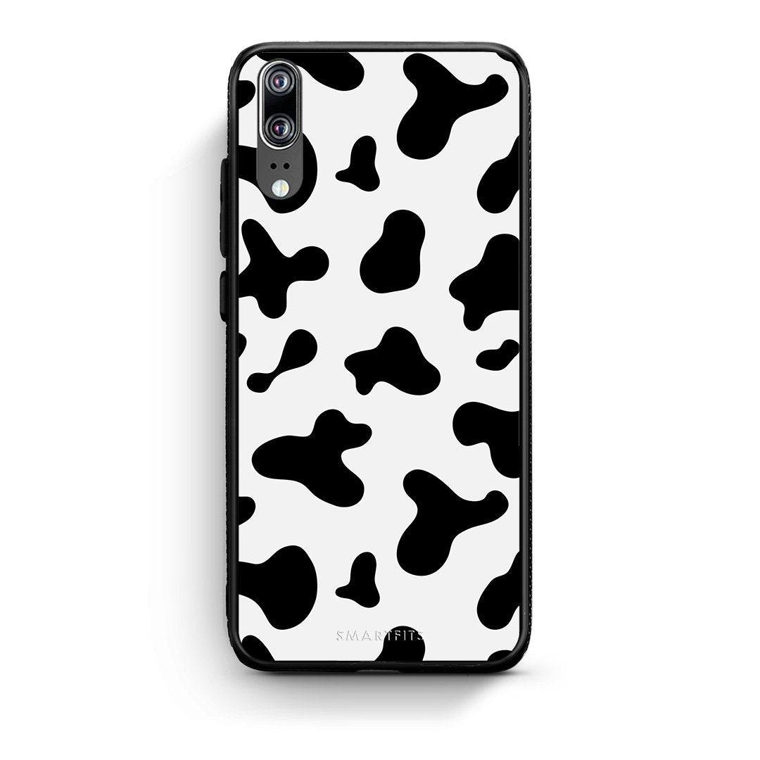 Huawei P20 Cow Print θήκη από τη Smartfits με σχέδιο στο πίσω μέρος και μαύρο περίβλημα | Smartphone case with colorful back and black bezels by Smartfits
