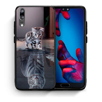 Thumbnail for Θήκη Huawei P20 Tiger Cute από τη Smartfits με σχέδιο στο πίσω μέρος και μαύρο περίβλημα | Huawei P20 Tiger Cute case with colorful back and black bezels