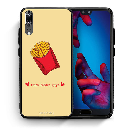 Θήκη Αγίου Βαλεντίνου Huawei P20 Fries Before Guys από τη Smartfits με σχέδιο στο πίσω μέρος και μαύρο περίβλημα | Huawei P20 Fries Before Guys case with colorful back and black bezels