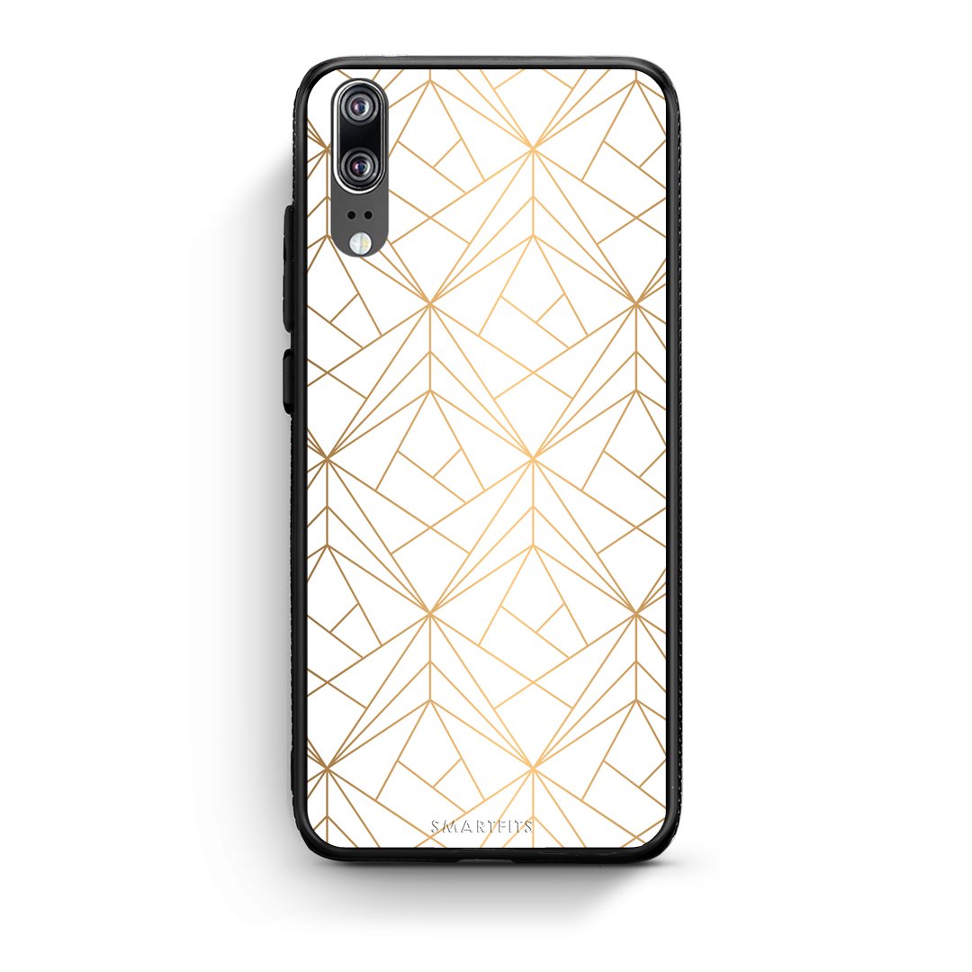 111 - Huawei P20  Luxury White Geometric case, cover, bumper