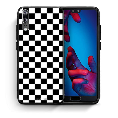 Θήκη Huawei P20 Squares Geometric από τη Smartfits με σχέδιο στο πίσω μέρος και μαύρο περίβλημα | Huawei P20 Squares Geometric case with colorful back and black bezels