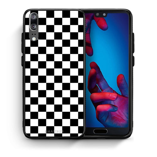 Θήκη Huawei P20 Squares Geometric από τη Smartfits με σχέδιο στο πίσω μέρος και μαύρο περίβλημα | Huawei P20 Squares Geometric case with colorful back and black bezels