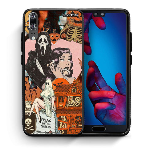 Θήκη Huawei P20 Halloween Collage από τη Smartfits με σχέδιο στο πίσω μέρος και μαύρο περίβλημα | Huawei P20 Halloween Collage case with colorful back and black bezels