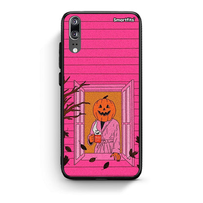 Huawei P20 Halloween Pumpkin Lady Θήκη από τη Smartfits με σχέδιο στο πίσω μέρος και μαύρο περίβλημα | Smartphone case with colorful back and black bezels by Smartfits