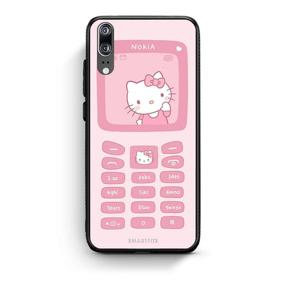 Huawei P20 Hello Kitten Θήκη Αγίου Βαλεντίνου από τη Smartfits με σχέδιο στο πίσω μέρος και μαύρο περίβλημα | Smartphone case with colorful back and black bezels by Smartfits