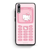 Thumbnail for Huawei P20 Hello Kitten Θήκη Αγίου Βαλεντίνου από τη Smartfits με σχέδιο στο πίσω μέρος και μαύρο περίβλημα | Smartphone case with colorful back and black bezels by Smartfits
