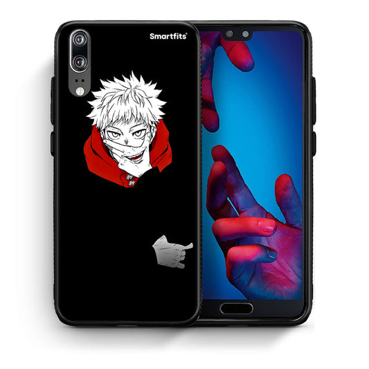 Θήκη Huawei P20 Itadori Anime από τη Smartfits με σχέδιο στο πίσω μέρος και μαύρο περίβλημα | Huawei P20 Itadori Anime case with colorful back and black bezels