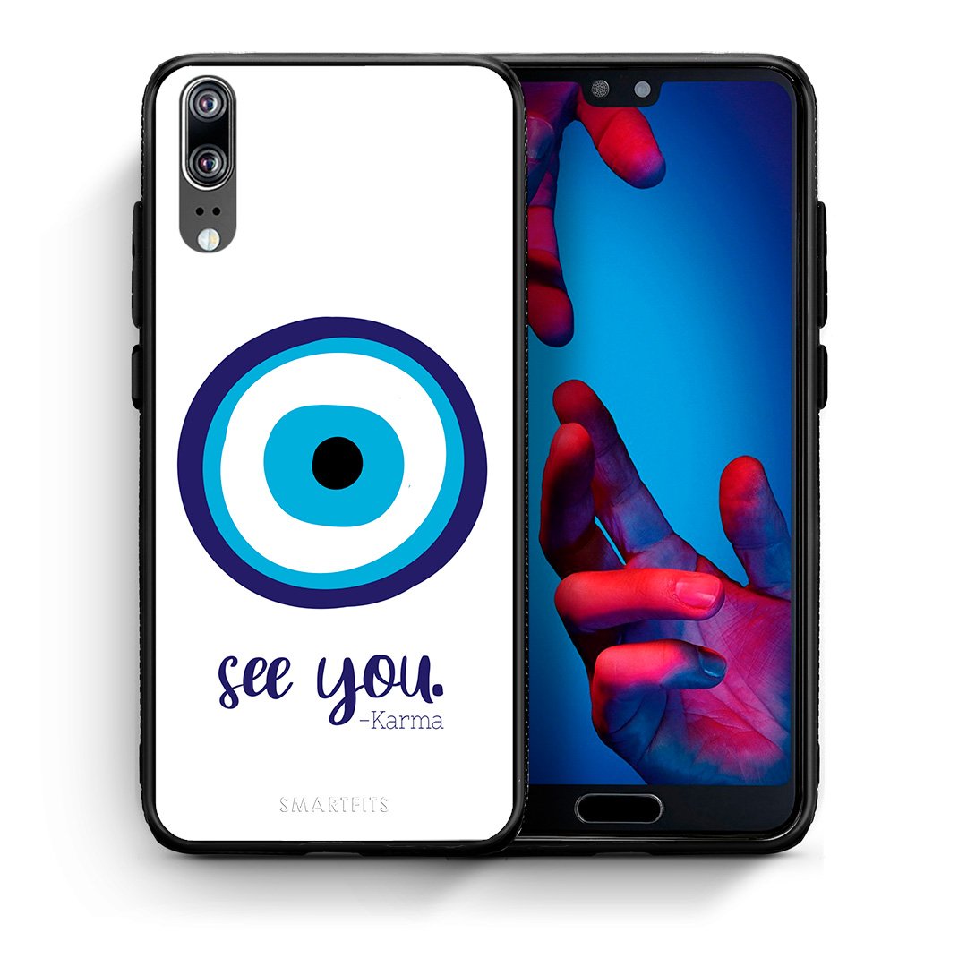 Θήκη Huawei P20 Karma Says από τη Smartfits με σχέδιο στο πίσω μέρος και μαύρο περίβλημα | Huawei P20 Karma Says case with colorful back and black bezels